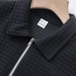 DMOYALA Mens Zipper Polo Shirts | Short Sleeve Waffle Texture Tee | Loose Fit Casual Summer Polo | Solid Color Stylish Streetwear Top | Breathable Comfort Fit - Image 4